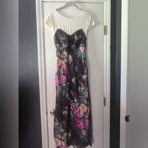 Anthropologie Black and Cream Floral Dress